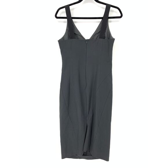 SPORTMAX Dress Women's Size 8 Fitted V Neck Sheath Sleeveless Solid Dark Gray - Picture 2 of 6